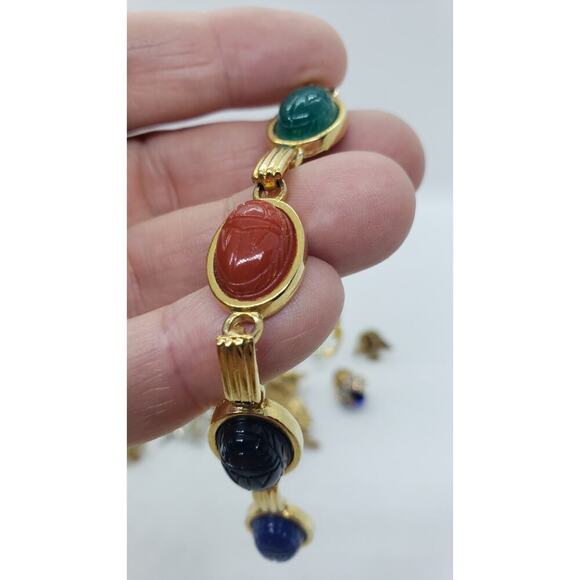 Vintage Lot Brooch Bracelet Insects Scarabs Animals Butterflies Bunny Bird Bees - Picture 3 of 16